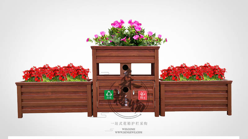 浙江檀木紋鋁合金花箱垃圾桶