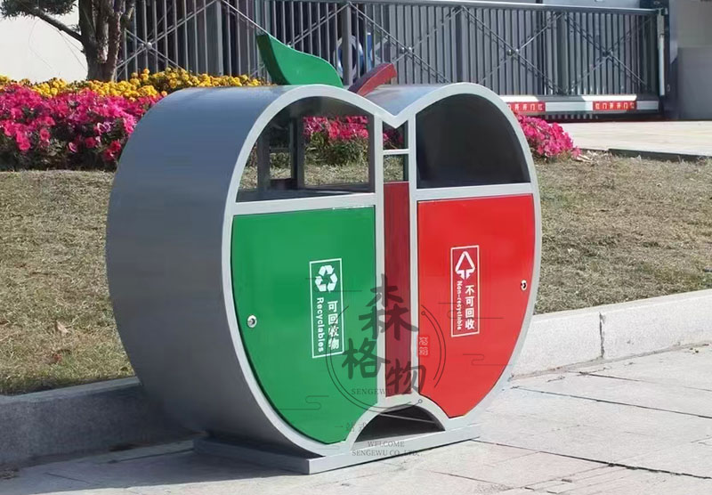 河北花箱案例：蘋果造型垃圾桶